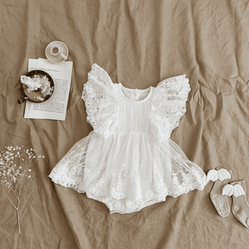 Летний детский бодик с кружевной юбкой Baby Fashion, Белый, 80 см фото
