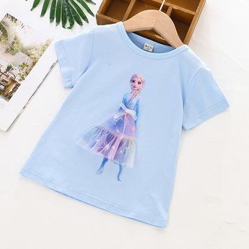 Футболка дитяча Frozen однотонна (Голубий 140см) фото
