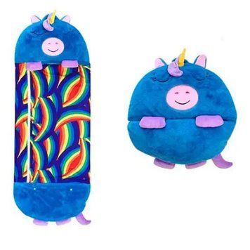 Спальний дитячий мішок 3в1 для сну подушка іграшка спальник 140х50 см на блискавці Happy Nappers. Колір: синій фото