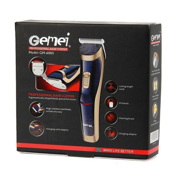 Машинка для стрижки Gemei GM-6005. Колір: синій з бежевим фото