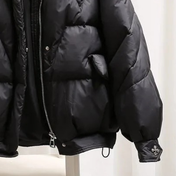 Куртка для підлітків з хутряним воротом Basic Winter M Чорний глянцевий фото