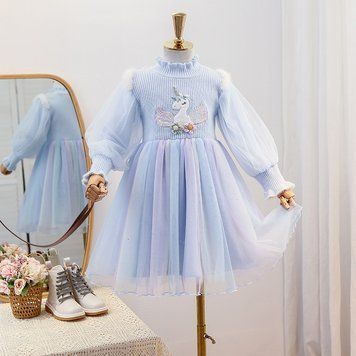 Сукня дитяча з фатиновою спідницею Unicorn (Голуба 120см) фото