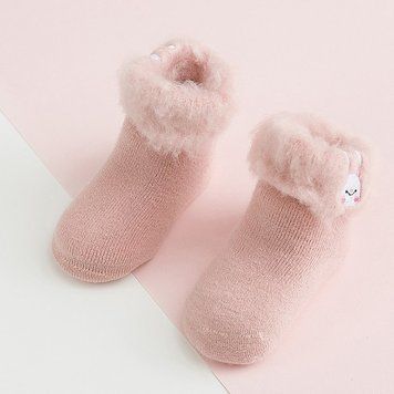 Шкарпетки дитячі теплі однотонні JC (Розовый 0-12м) фото