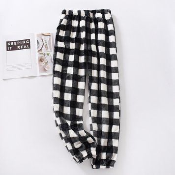 Жіночі домашні теплі штани в клітку M Чорно-білий (а3842) фото