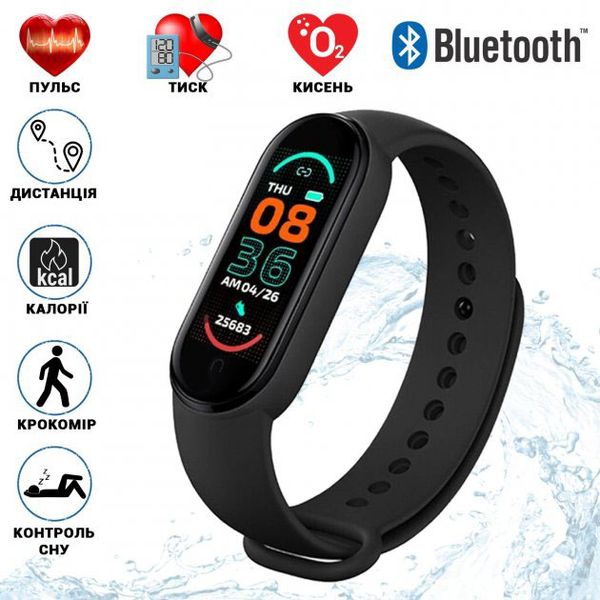 Фітнес браслет FitPro Smart Band M6 (смарт годинник, пульсоксиметр, пульс). Колір: чорний фото