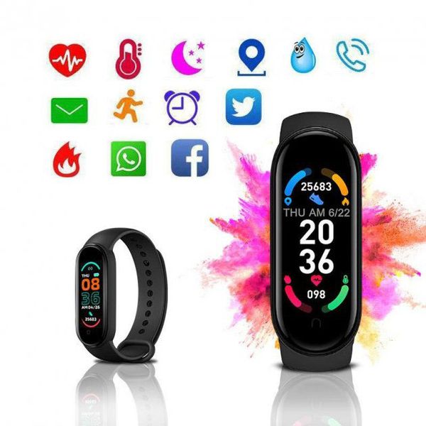 Фитнес браслет FitPro Smart Band M6 (смарт часы, пульсоксиметр, пульс). Цвет: черный фото