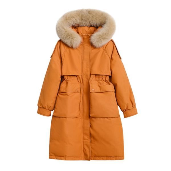 Куртка женская на пуху однотонная с большими карманами S Черный (а3687) фото