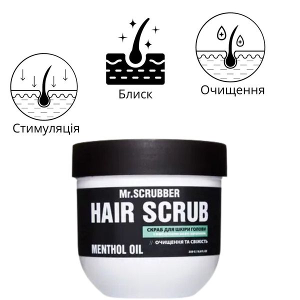 Скраб для шкіри голови та волосся з ментоловою олією і кератином Hair Scrub Menthol Oil фото