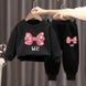 Спортивный костюм для девочки с бантиком, черный 140 см 11375-140см-черный фото 1
