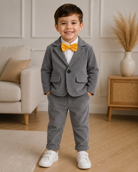Костюм детский тройка вельветовый Baby Gentleman, 130см, Серый фото