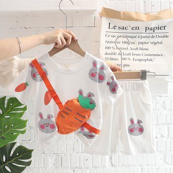 Костюм дитячий двійка з пришитою сумкою Carrot (Білий 100см) фото