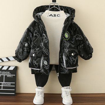 Куртка дитяча з капюшоном Космонавт (Черный 100см) фото