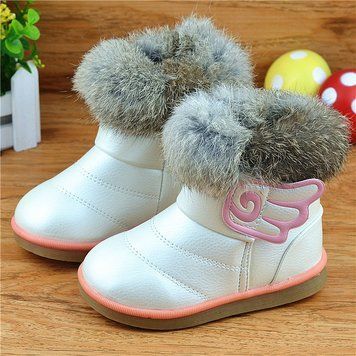 Черевики дитячі з хутром та крилами Білий 23 1612 фото