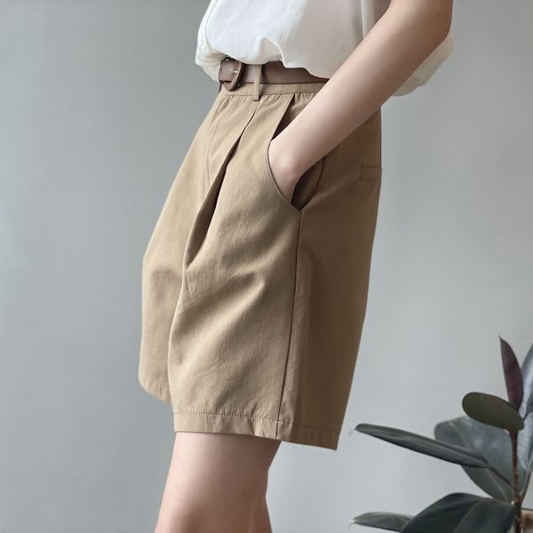 Шорты женские однотонные прямые M Светло-коричневый (а2779) фото