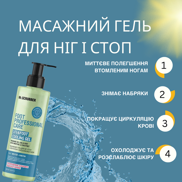 Масажний гель для ніг і ступней з ментолом і кінським каштаном Foot Professional Care Mr.SCRUBBER фото
