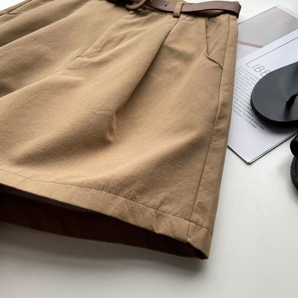 Шорты женские однотонные прямые M Светло-коричневый (а2779) фото