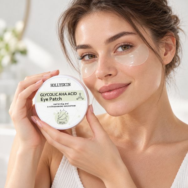 Тканинні патчі під очі з гліколевою кислотою HOLLYSKIN Glycolic AHA Acid Eye Patch фото