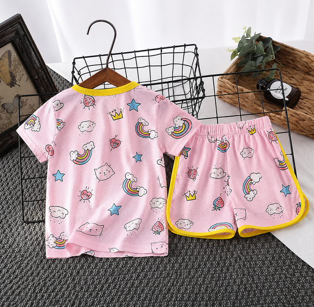 Костюм дитячий двійка з принтами Summer Fashion (Рожевий 90см) фото