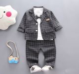 Нарядний костюм-трійка для хлопчика Піджак + кофта + штани Сірий, розмір 80 см che_10235_80 фото