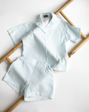 Костюм дитячий літній з мусліну Alwair Kids Блакитний 104см 81123 фото