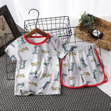 Костюм дитячий двійка з принтами Summer Fashion (Сірий 100см) фото
