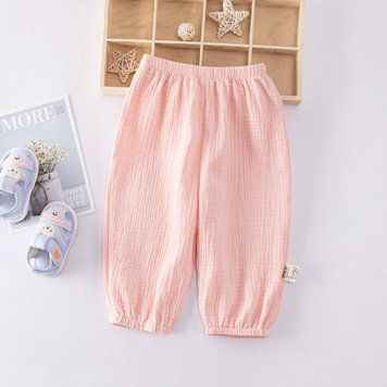 Штаны детские муслиновые однотонные Baby Basic (Розовый 120см) фото