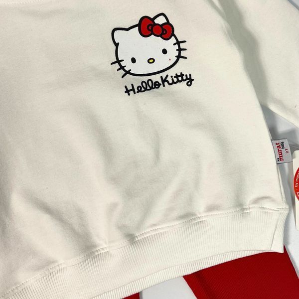 Детский костюм для девочки Hello Kitty - демисезонный повседневный комплект Murat Baby (кофта, лосины), Бело-красный, 5 лет, 110см фото