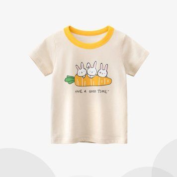 Футболка детская с зайками Have a good time (Бежевый 90см) фото