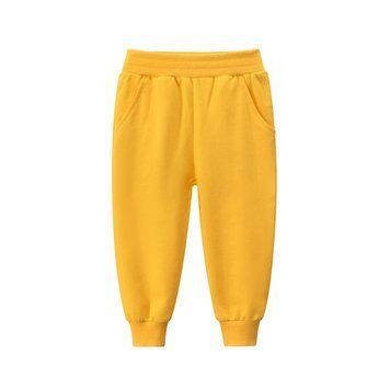 Штаны детские спортивные однотонные 27kids Basic (Желтый 130см) фото