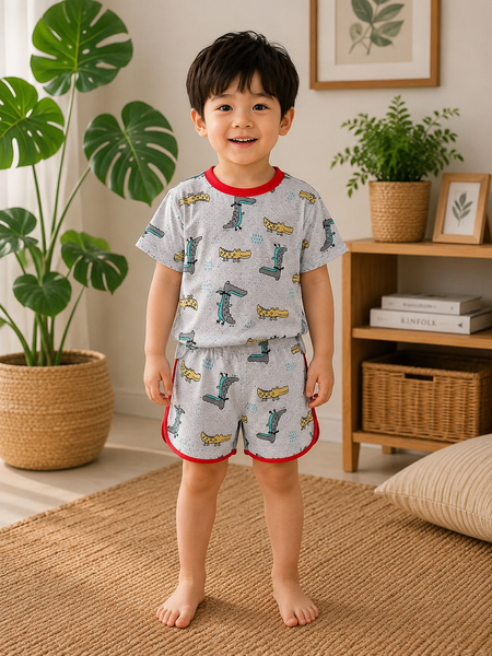 Костюм дитячий двійка з принтами Summer Fashion (Сірий 110см) фото
