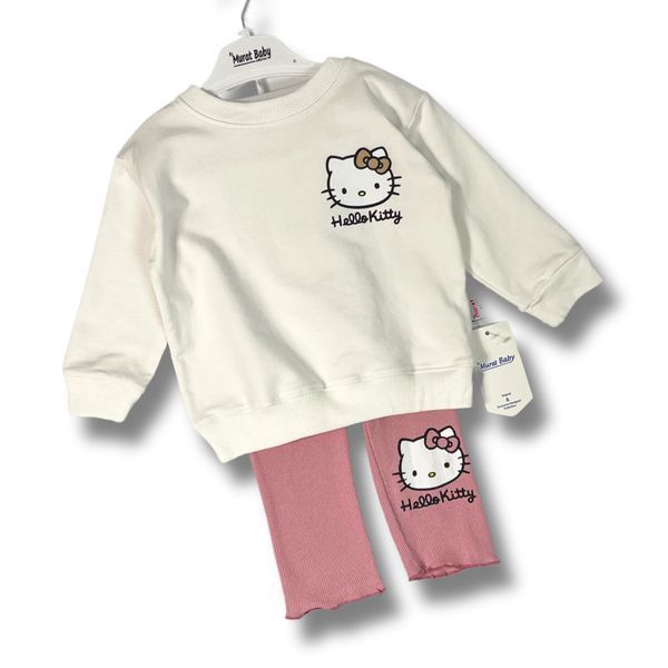 Детский костюм для девочки Hello Kitty - демисезонный повседневный комплект Murat Baby (кофта, лосины), Бело-розовый, 2 года, 92см фото
