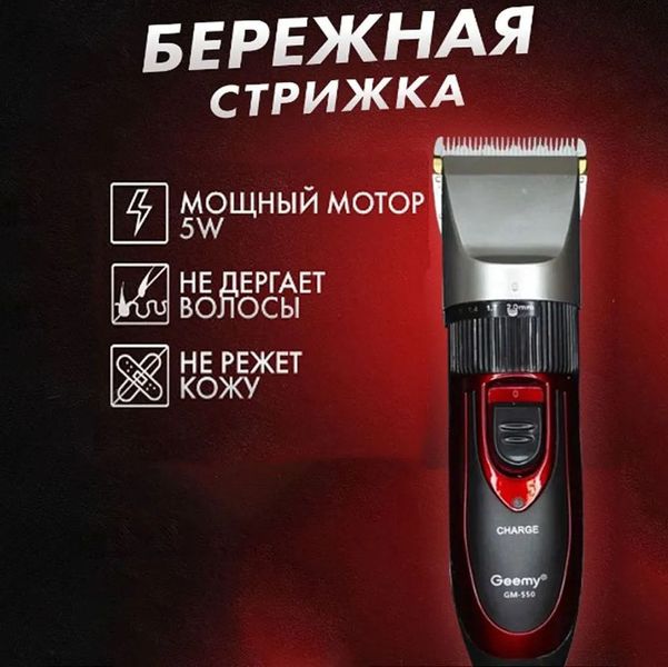 Профессиональная машинка для стрижки волос GEMEI GM-550 с двумя аккумуляторами фото