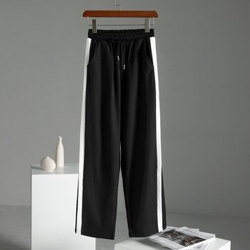 Жіночі штани з широкою смугою по боках XL Чорний (а2955) фото