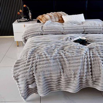 Пухнастий плед-покривало Шарпей Королівський Colorful Home, Сірий, Полуторний, 160x200 см фото