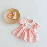 Платье детское с бантиком и повязкой Pink (Розовый 73см) 13401-73см-Рожевий фото