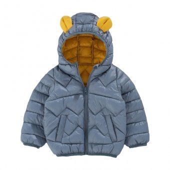 Куртка дитяча Bear з вушками на капюшоні 110см Світло-синій (9477) фото