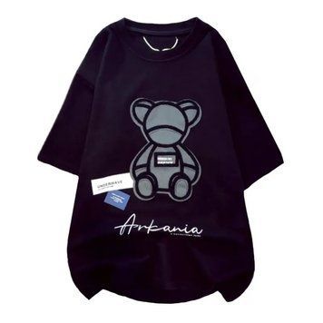 Жіноча футболка oversize з нашивкою ведмедик, XL-2XL Чорний фото