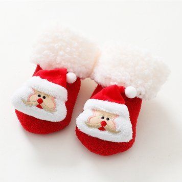 Дитячі теплі новорічні шкарпетки Baby Christmas (Червоні, 1-2 роки) фото