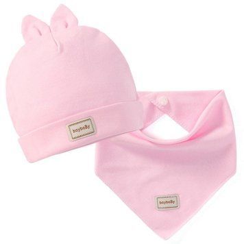 Шапка дитяча з вушками кролика та шарфом (Рожевий 30-35 см) фото