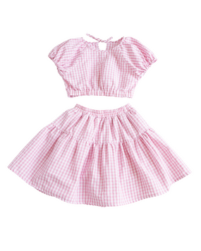 Костюм для дівчинки літній в клітинку Blossom Alwair Kids Рожевий 122см 81122 фото