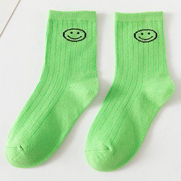 Шкарпетки дитячі однотонні зі смайликом Baby Socks (Зеленый 6-8 лет) фото