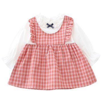Сукня в клітинку з бантиком 80см Червона (6336) фото