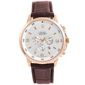 Часы наручные Rolex White ремешок коричневый фото