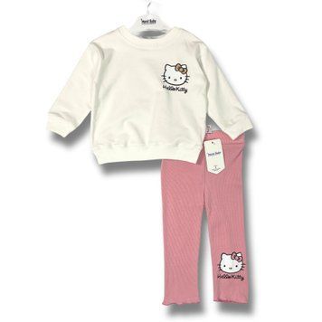 Дитячий костюм для дівчинки Hello Kitty - демисезонний повсякденний комплект Murat Baby (кофта, лосини), Біло-рожевий, 5 років, 110см фото