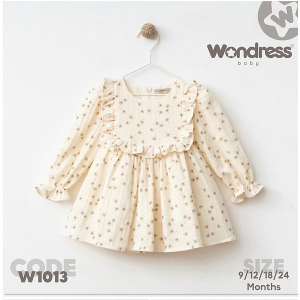 Ніжна дитяча сукня для принцеси Wondress Baby з квітковим візерунком (Кремовий 73 см, 9 місяців) фото