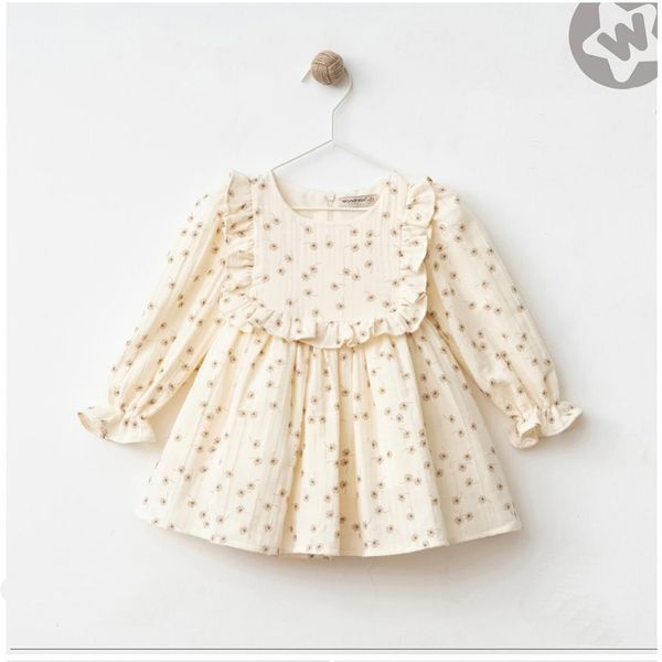 Ніжна дитяча сукня для принцеси Wondress Baby з квітковим візерунком (Кремовий 73 см, 9 місяців) фото