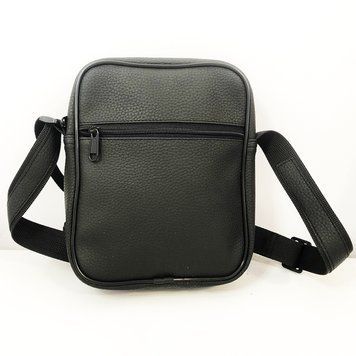 Сумка меседжер з текстурної еко-шкіри. Сумка на 5 кишень. Колір чорний фото