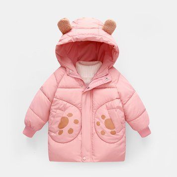 Куртка дитяча з лапками на кишенях (Рожевий 100см) фото