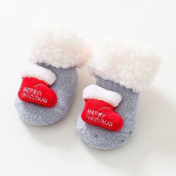 Дитячі теплі новорічні шкарпетки Baby Christmas (Сірі 1-2 роки) фото
