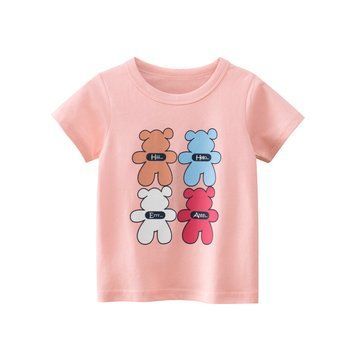 Футболка дитяча з принтом мультяшних ведмедів (Рожевий 140см) фото